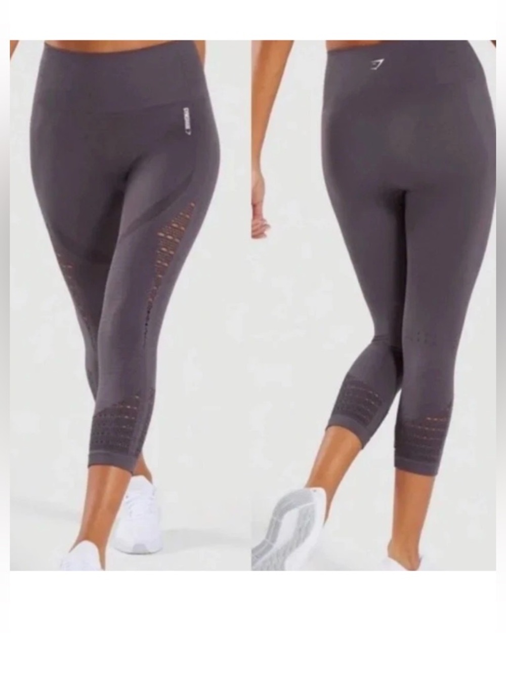 Gymshark MED energy seamless Gray eyelet detailed active compression Leggings